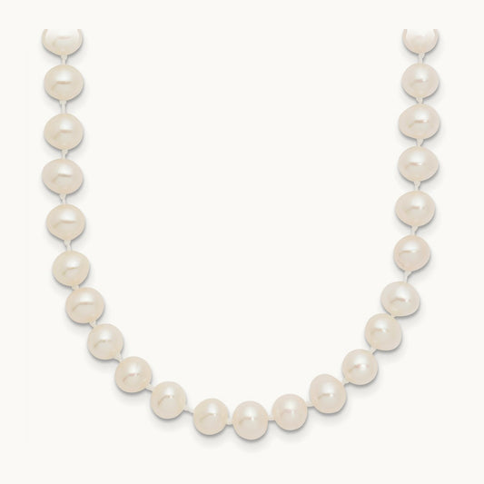 White Near Round Freshwater Cultured Pearl Necklace — 16mm