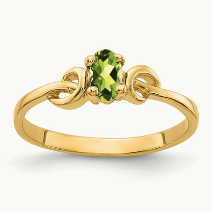 5x3mm Oval Peridot ring, 14K