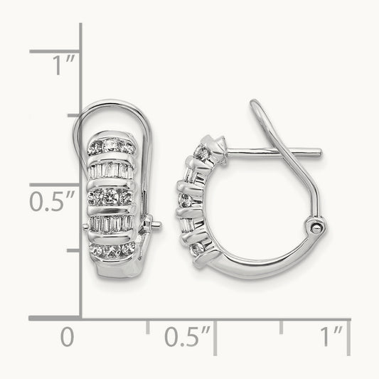 Diamond Omega Back Hoop Earrings — 14K White Gold