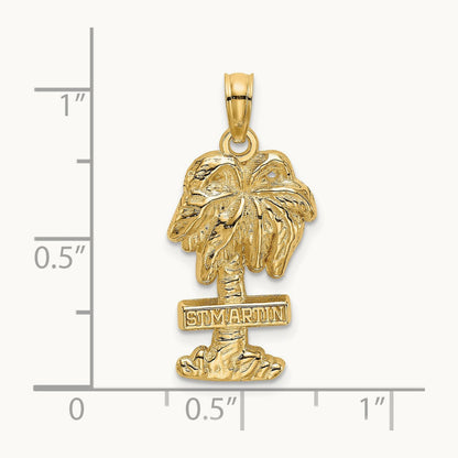 2-D ST. MARTIN On Palm Tree Charm, 14K