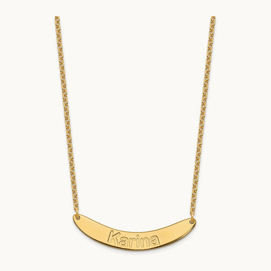 SS/Gold-plated Medium ARIAL ROUNDED Curved Bar Necklace