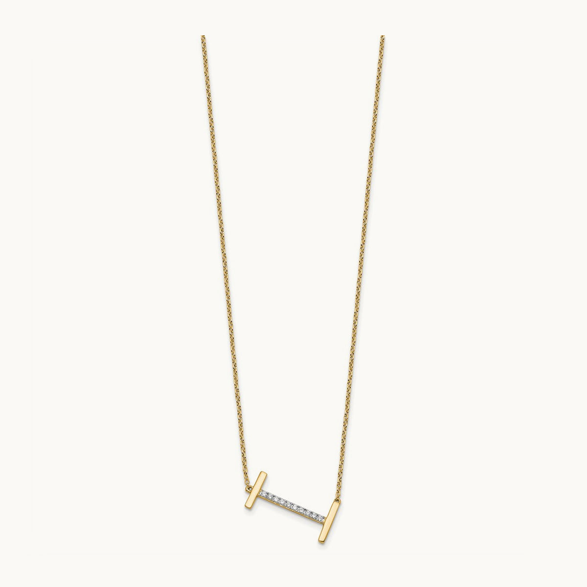 Sideways Diamond Necklace — 14K Yellow Gold, I