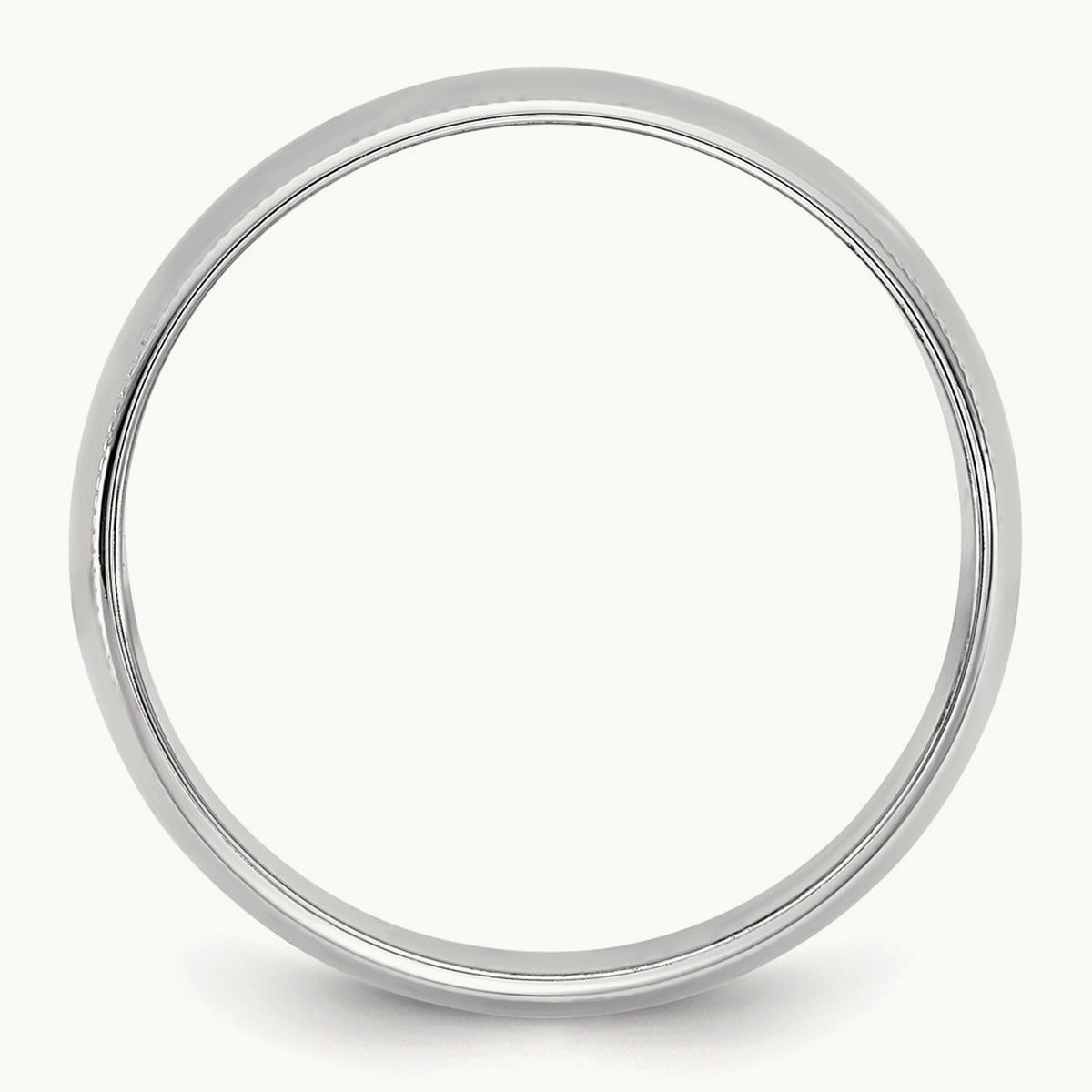 Lightweight Milgrain Half Round Band — 14K White Gold, 8mm