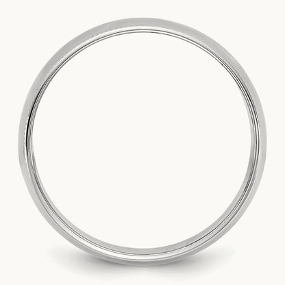 Lightweight Milgrain Half Round Band, 8mm, 10K White Gold