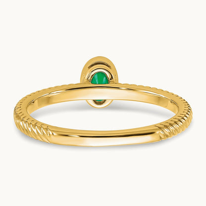 Oval Bezel Emerald Ring, 14K