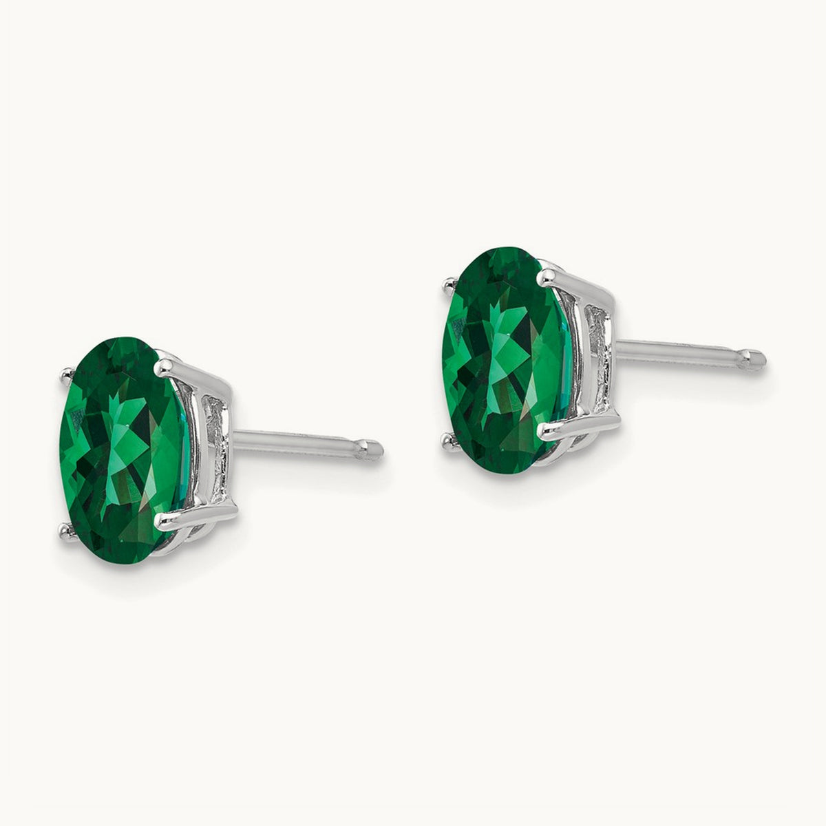 8x6mm Oval Mount St. Helens Earrings, 14K White Gold