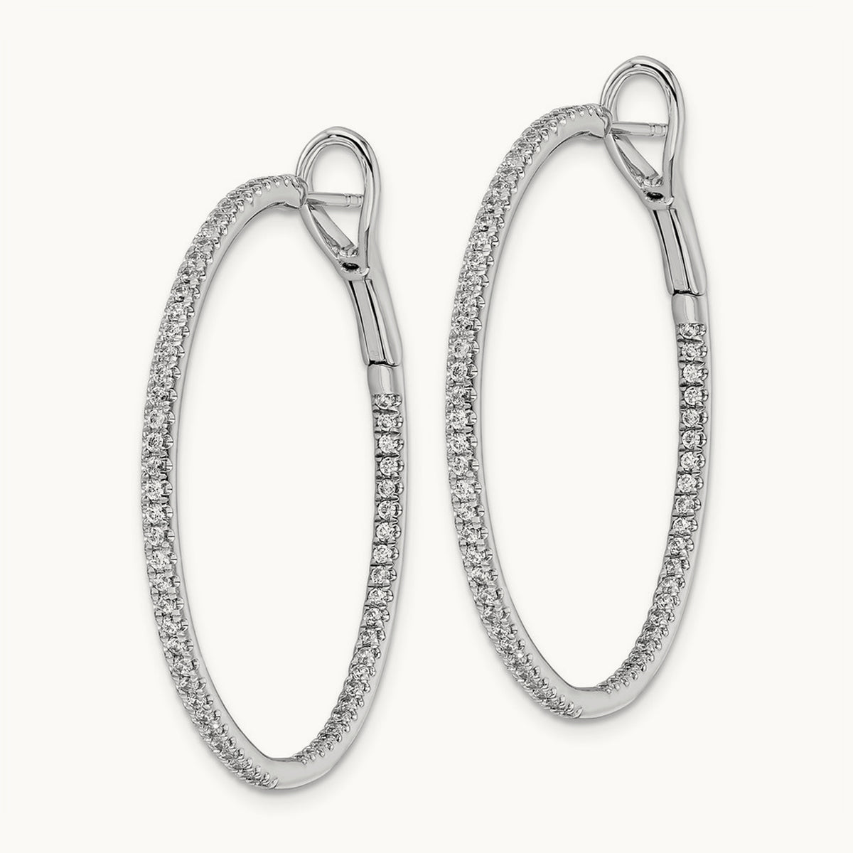 In/Out Hoop Earrings, 0.75-1.00 ct tw Lab-Grown Diamond — 1 ct, 14K White Gold