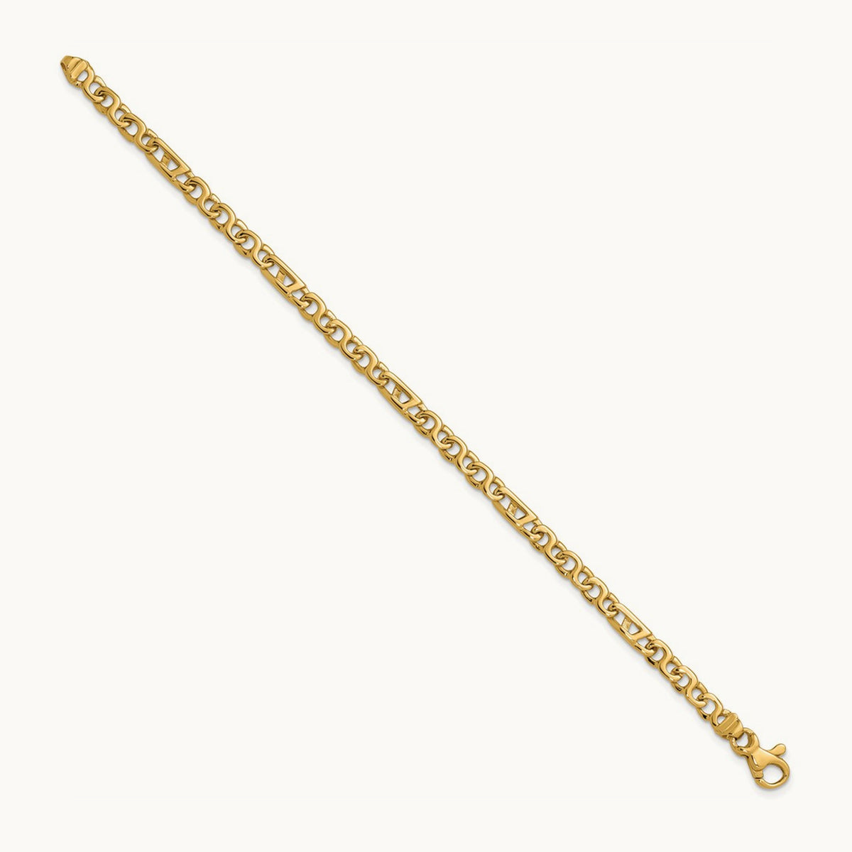 Hand Polished Fancy Link Bracelet, 4.3mm, 14K