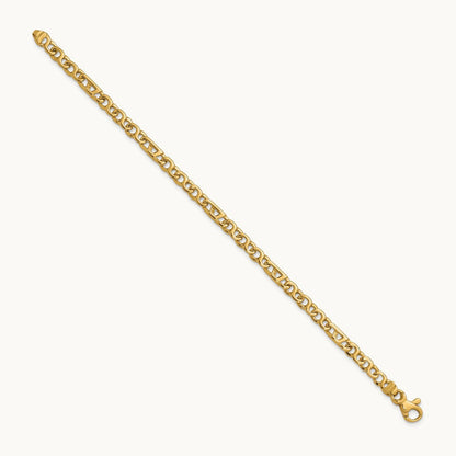 Hand Polished Fancy Link Bracelet, 4.3mm, 14K