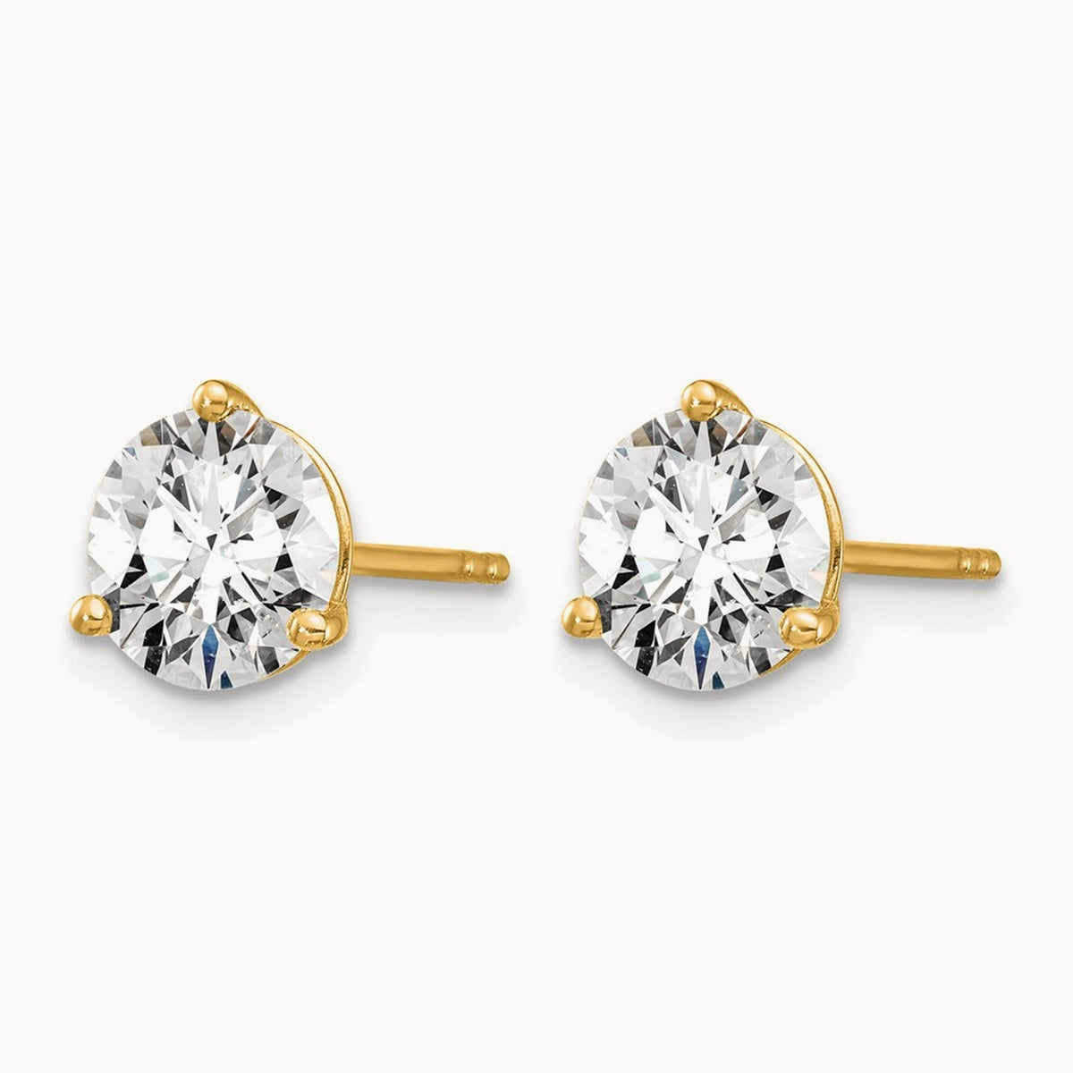 Round Stud Earrings, 0.10-6.00 ct tw Lab-Grown Diamond — 1 1/2 ct, 14K Yellow Gold