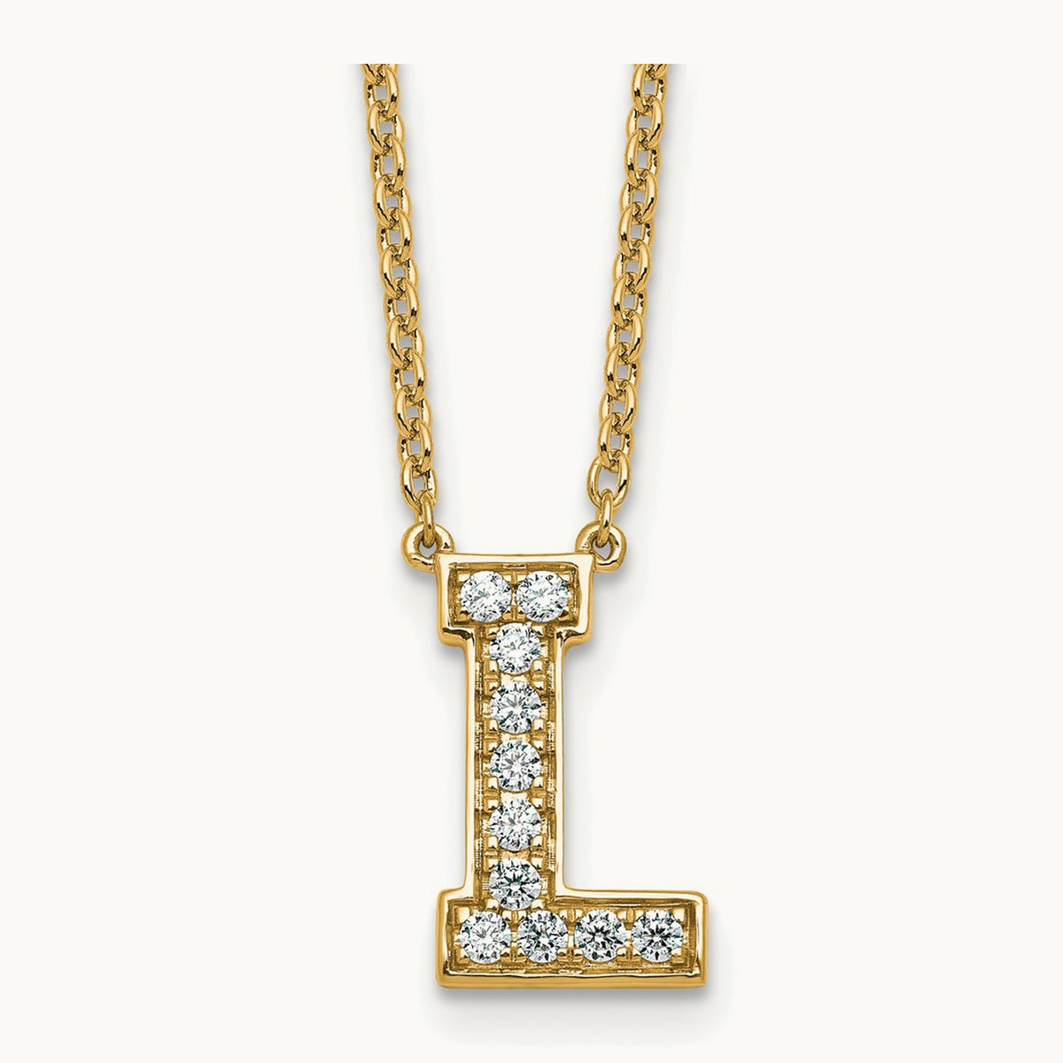 Initial Necklace — 14K Yellow Gold, L, 1/4 ct