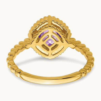 Cushion Amethyst Ring, 14K