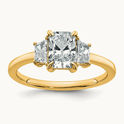 Radiant & Trapezoid Engagement Ring — 14K Yellow Gold, 1 3/8 ct, 7