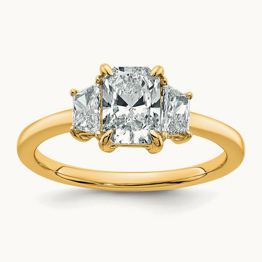 Radiant & Trapezoid Engagement Ring, 1.25-4.00 ct tw Lab-Grown Diamond — 1 3/8 ct, 14K Yellow Gold