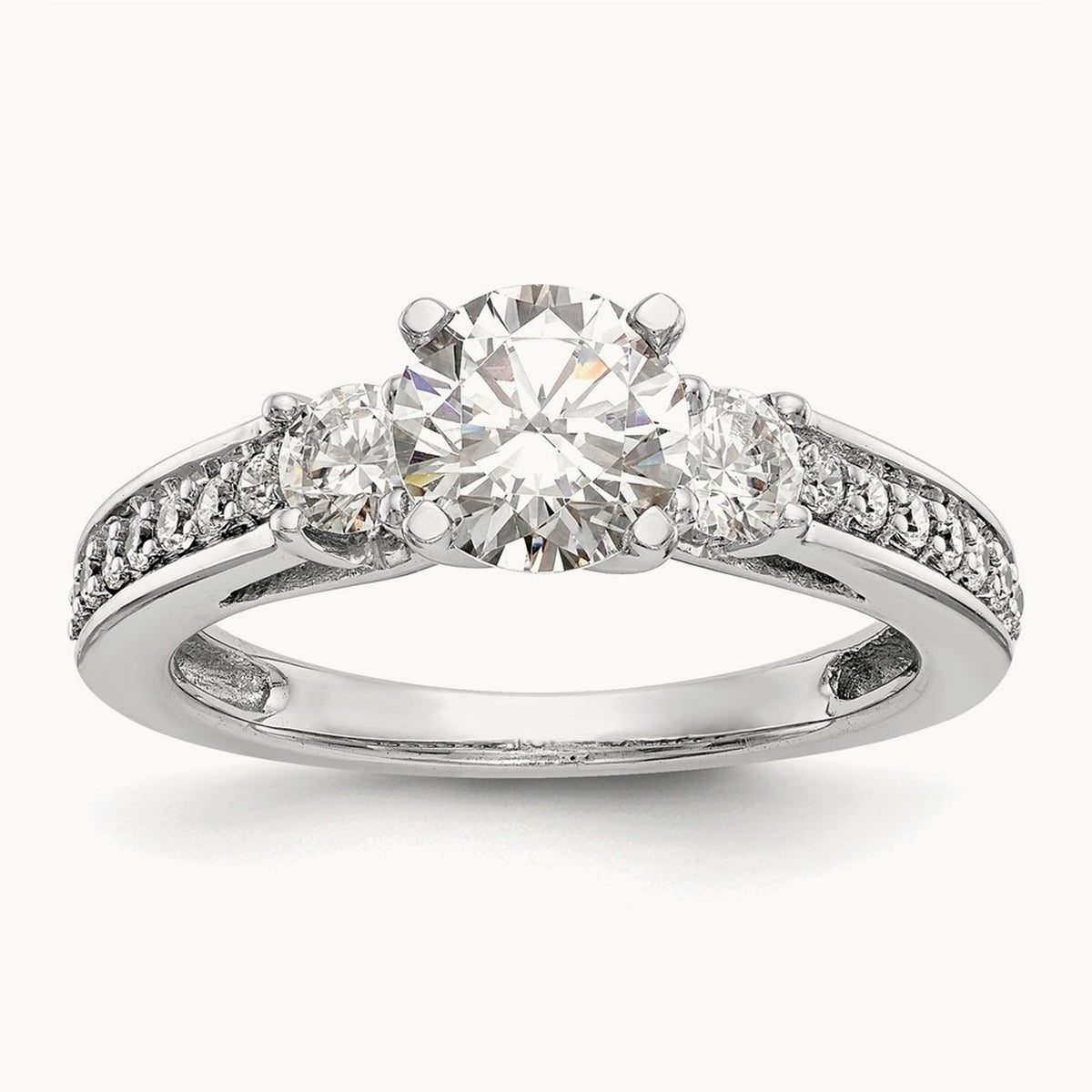 3-Stone Peg Set Engagement Ring Mounting