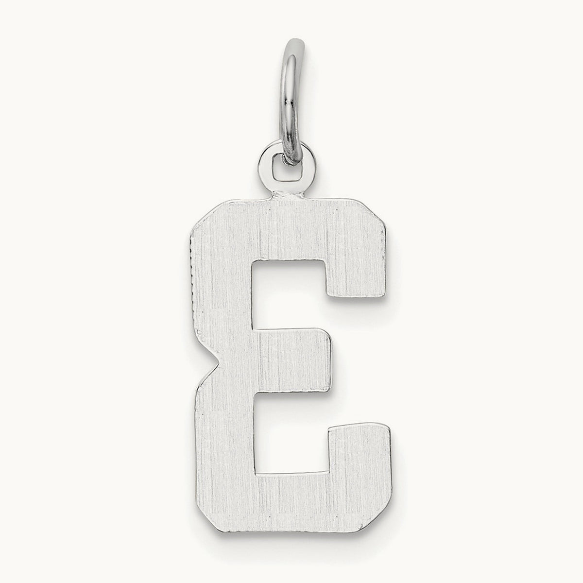 Medium Polished Number 3 Charm — 14K White Gold
