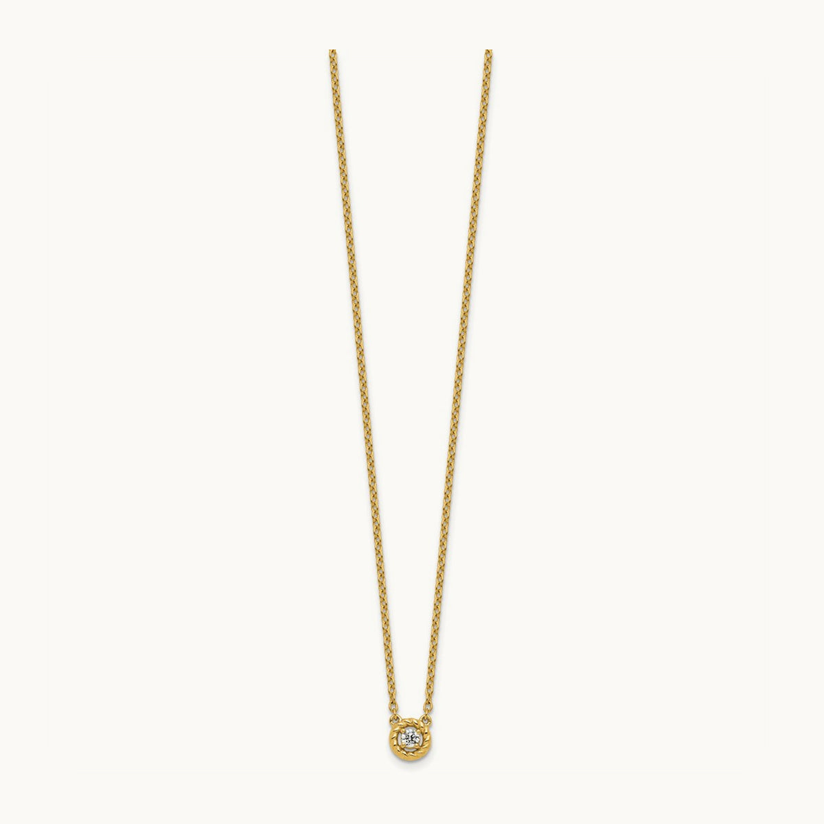 Polished and Twisted Diamond Necklace, 14K