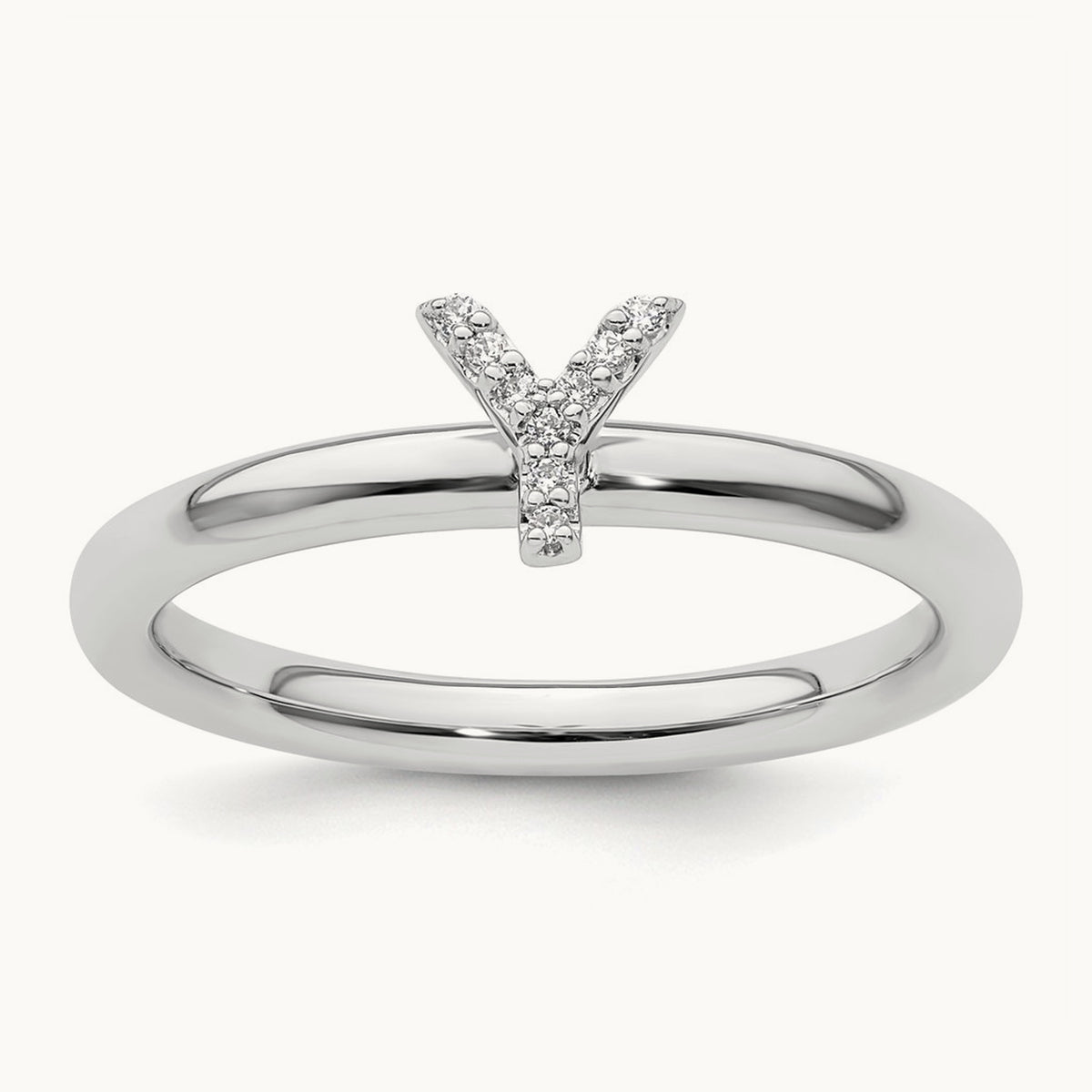 Stackable Diamond Ring — 14K White Gold, Y