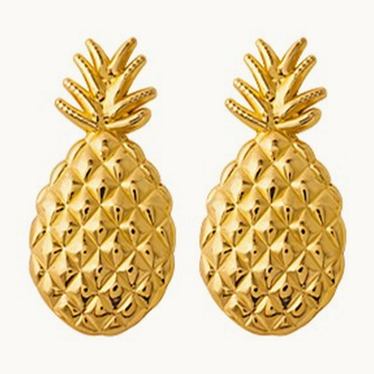 Textured Pineapple Post Earrings, 14K
