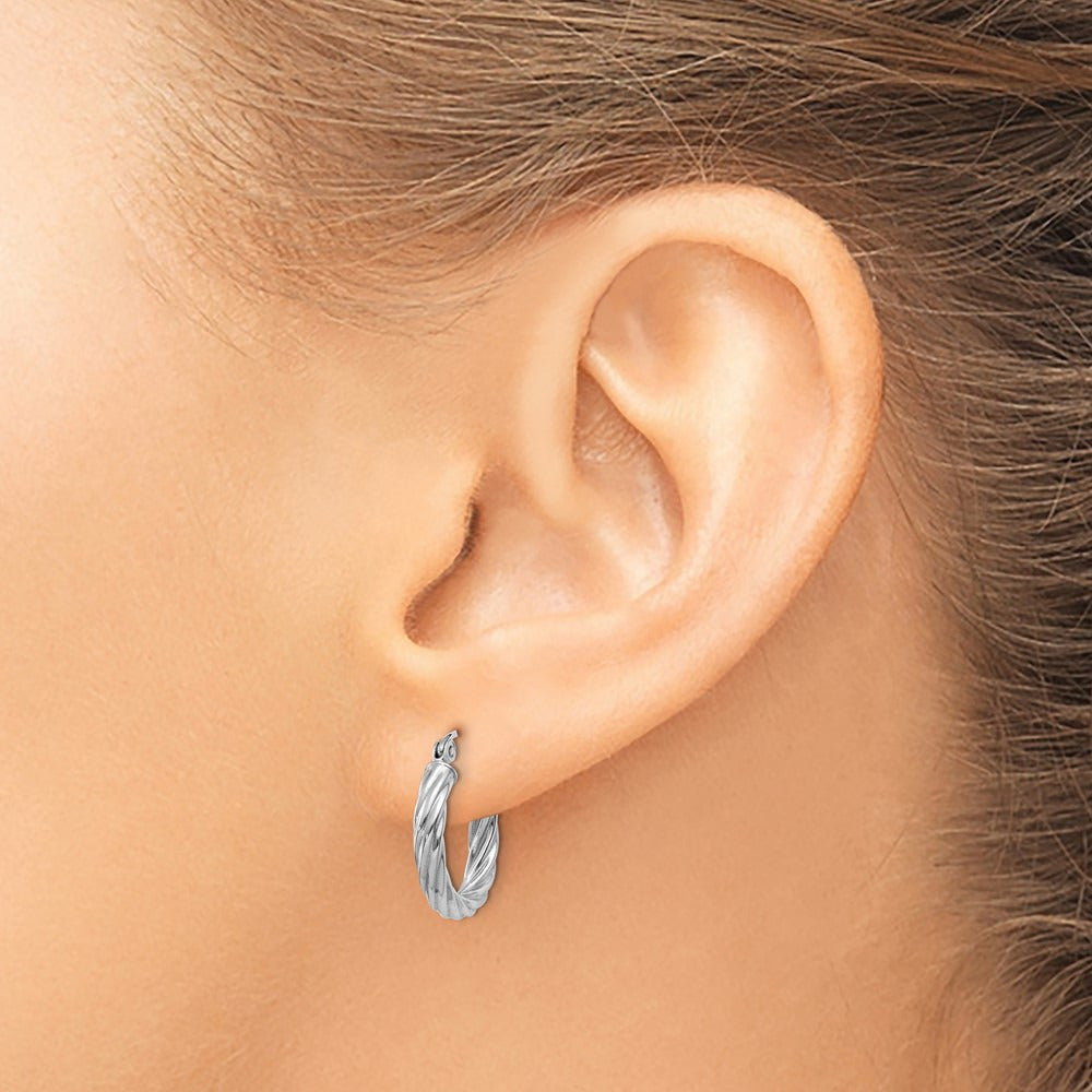 Rope Twist Hoop Earrings — 14K White Gold, 10mm, 3.25mm