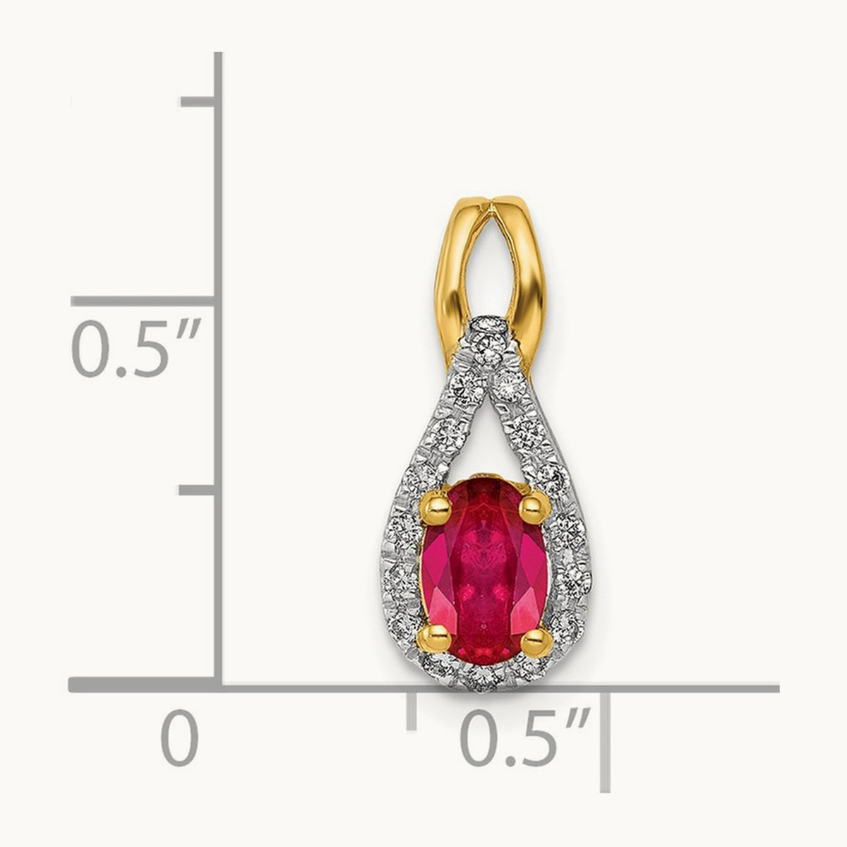 Diamond and Oval .50 Ruby Pendant, 14K