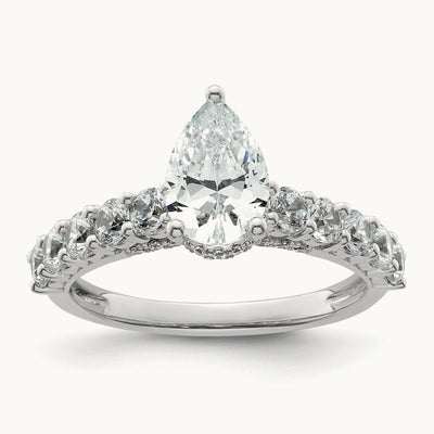Pear Center Semi-Mount Engagement Ring, 1.00 ct tw Lab-Grown Diamond