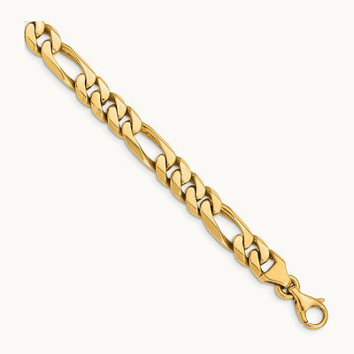 Hand-polished Figaro Link Bracelet, 8mm, 14K