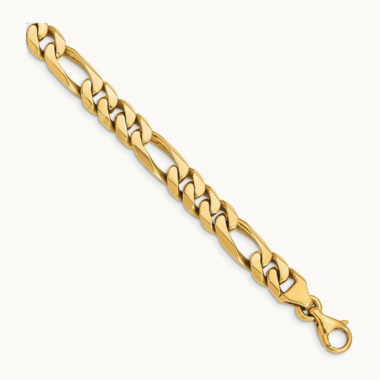 Hand-polished Figaro Link Bracelet, 8mm, 14K