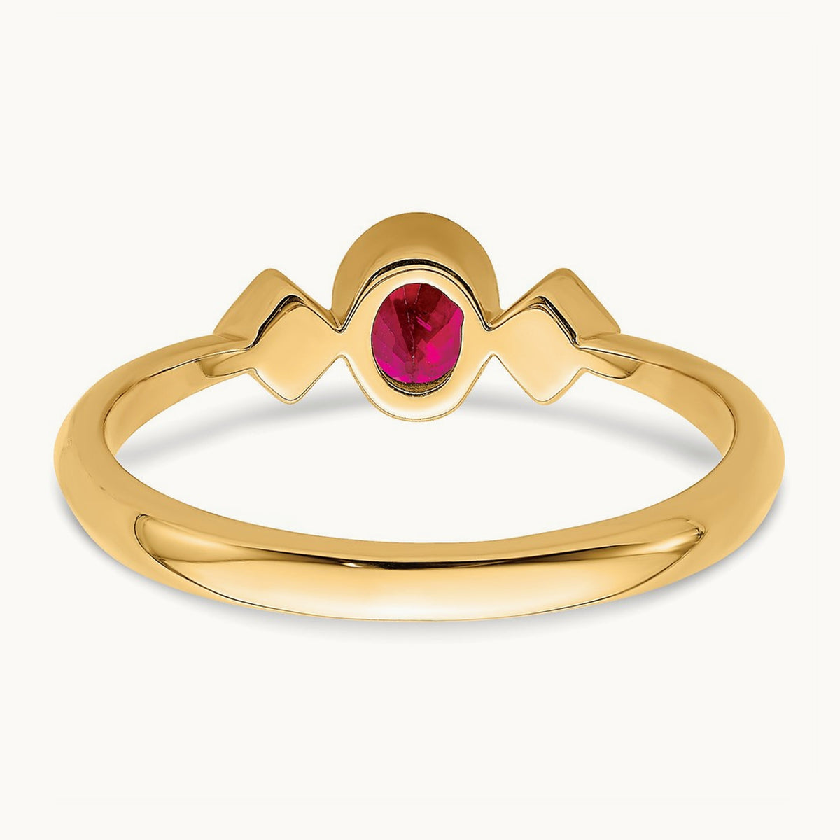 Oval Bezel Ruby and Diamond Ring, 14K