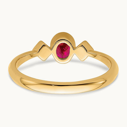 Oval Bezel Ruby and Diamond Ring, 14K