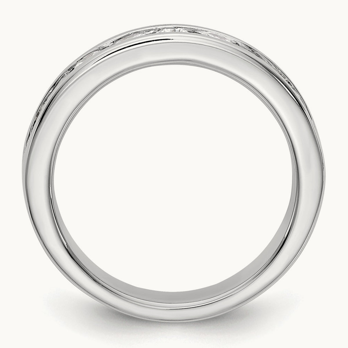 9-Stone Diamond Channel Band, 14K White Gold
