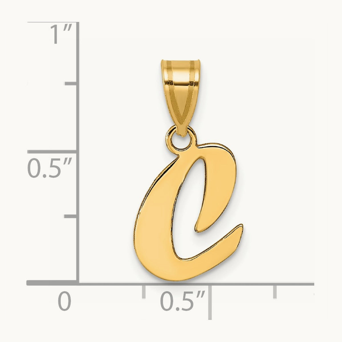 Polished Script Initial Pendant — 14K Yellow Gold, C