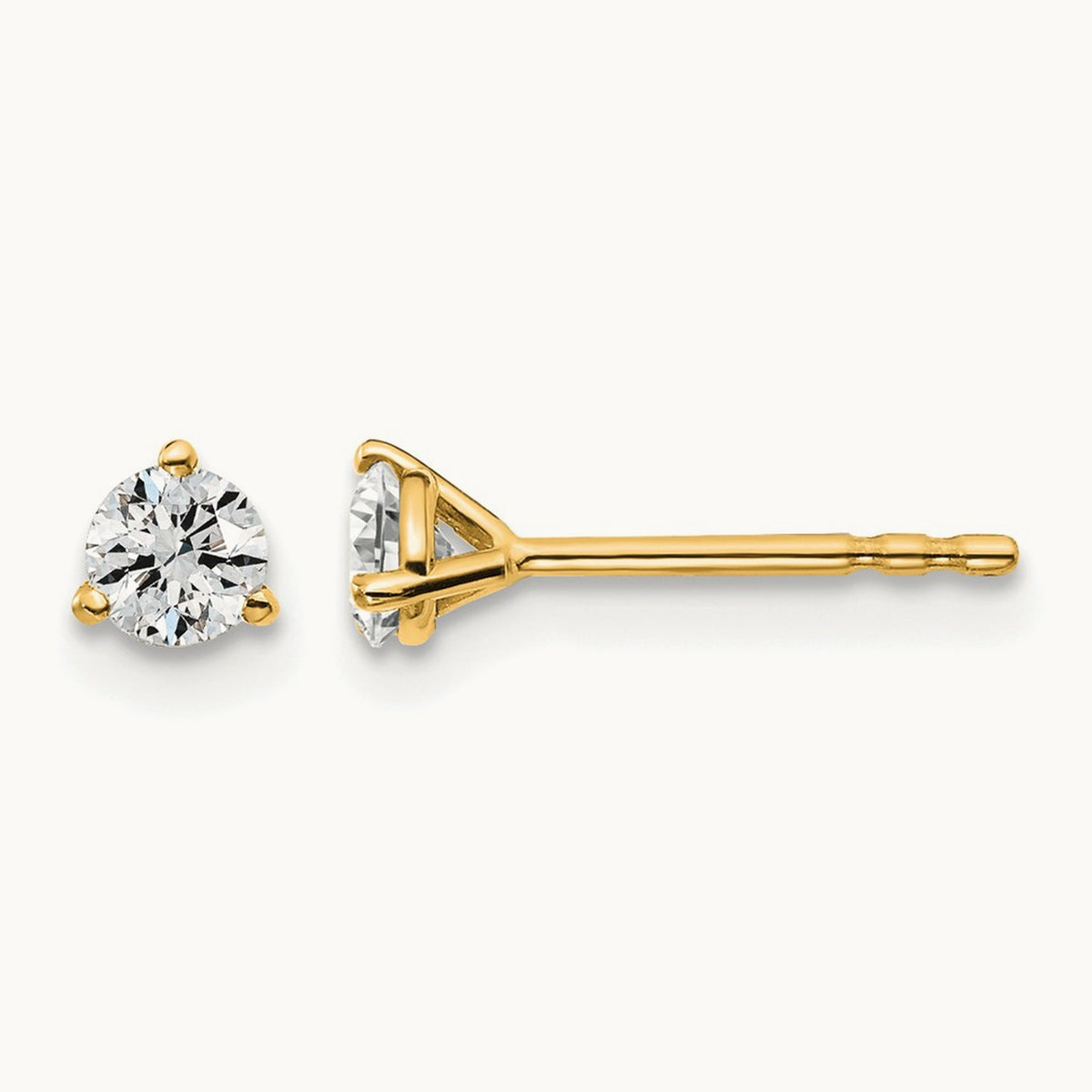 Round Stud Earrings, 0.10-6.00 ct tw Lab-Grown Diamond — 1/3 ct, 18K Yellow Gold