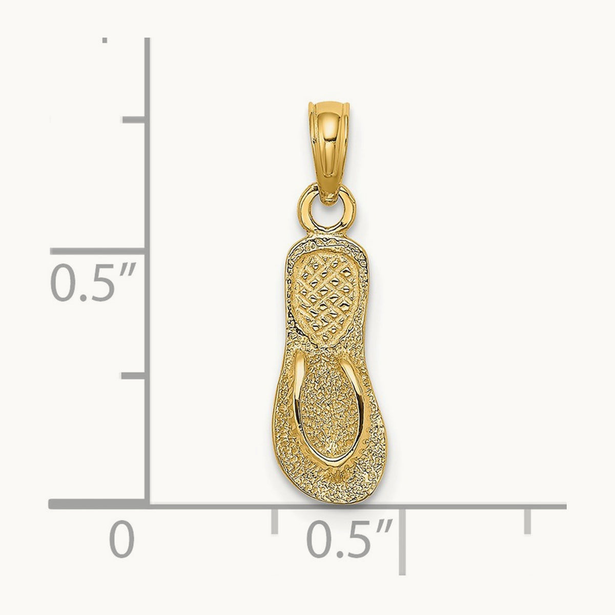 Textured Straps Single Flip-Flop Charm, 14K