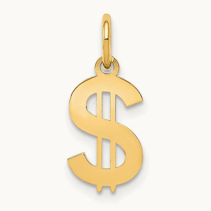 Polished Dollar Sign Charm, 14K