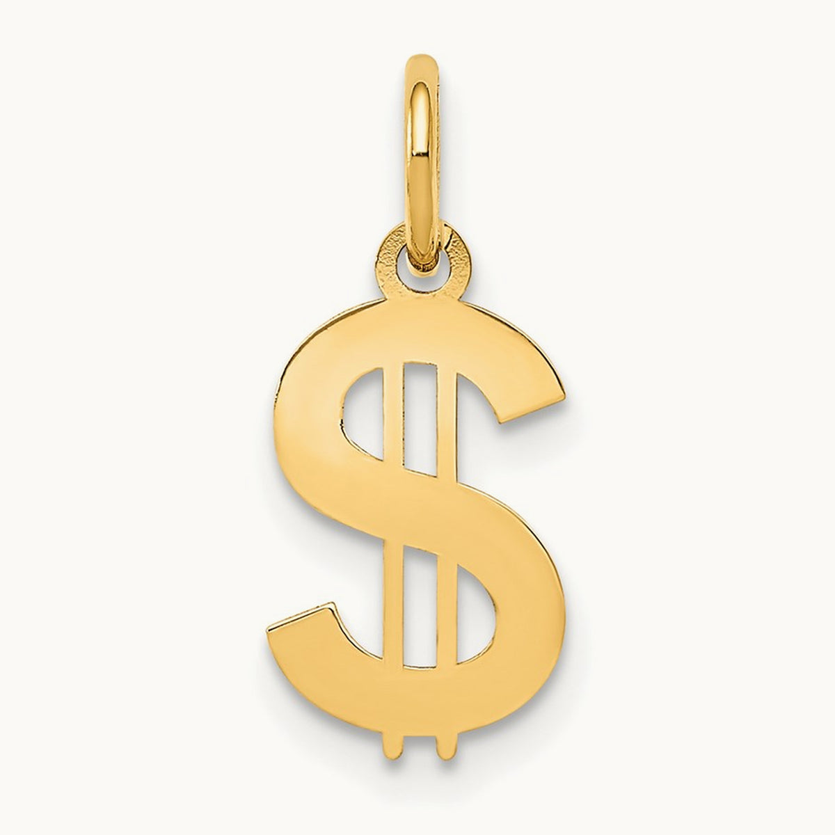 Polished Dollar Sign Charm, 14K