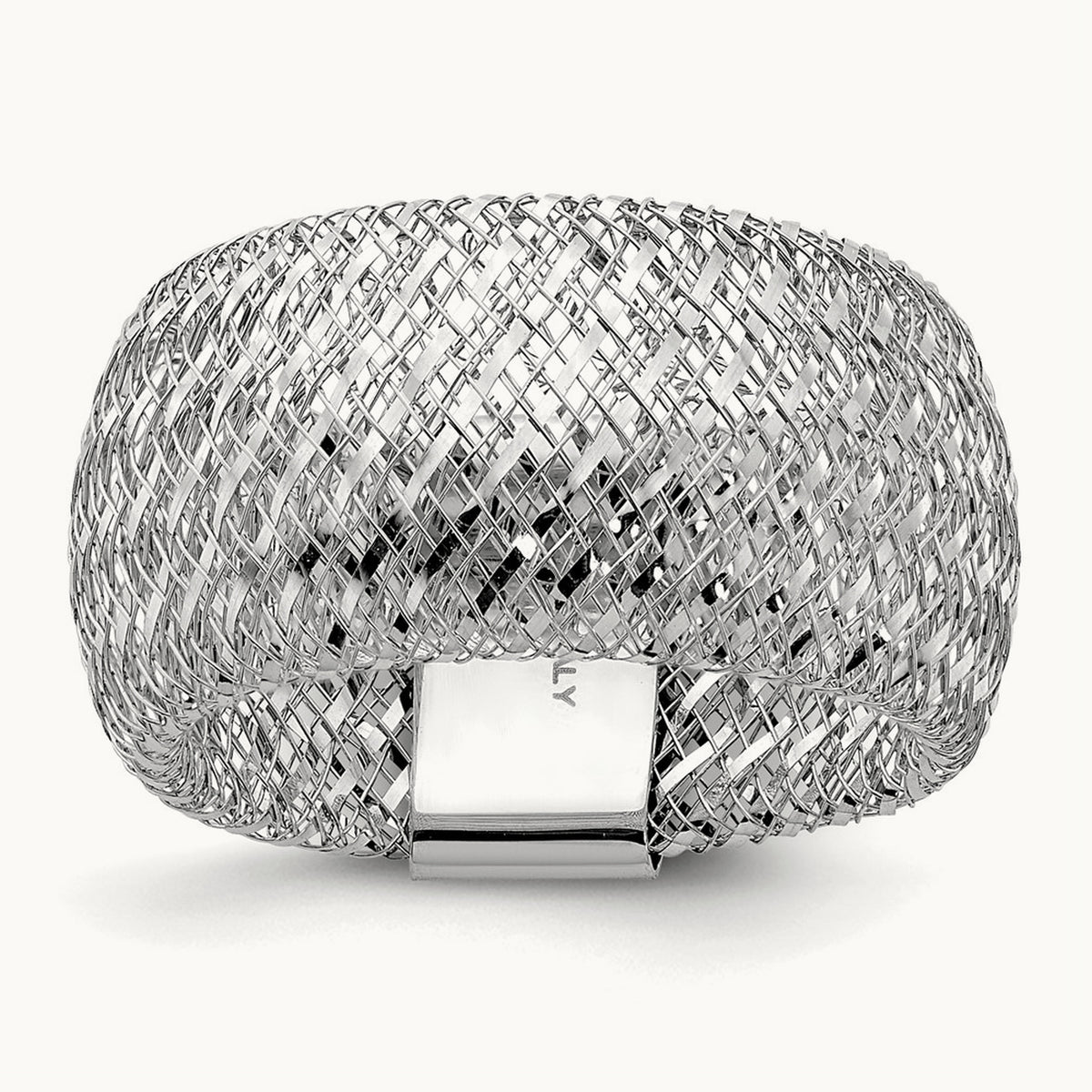 Wide Mesh Stretch Ring — 14K Two-Tone Gold