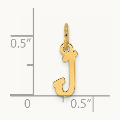 Small Script Letter J Initial Charm, 14K