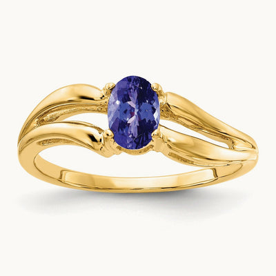 6x4mm Oval Tanzanite ring, 14K