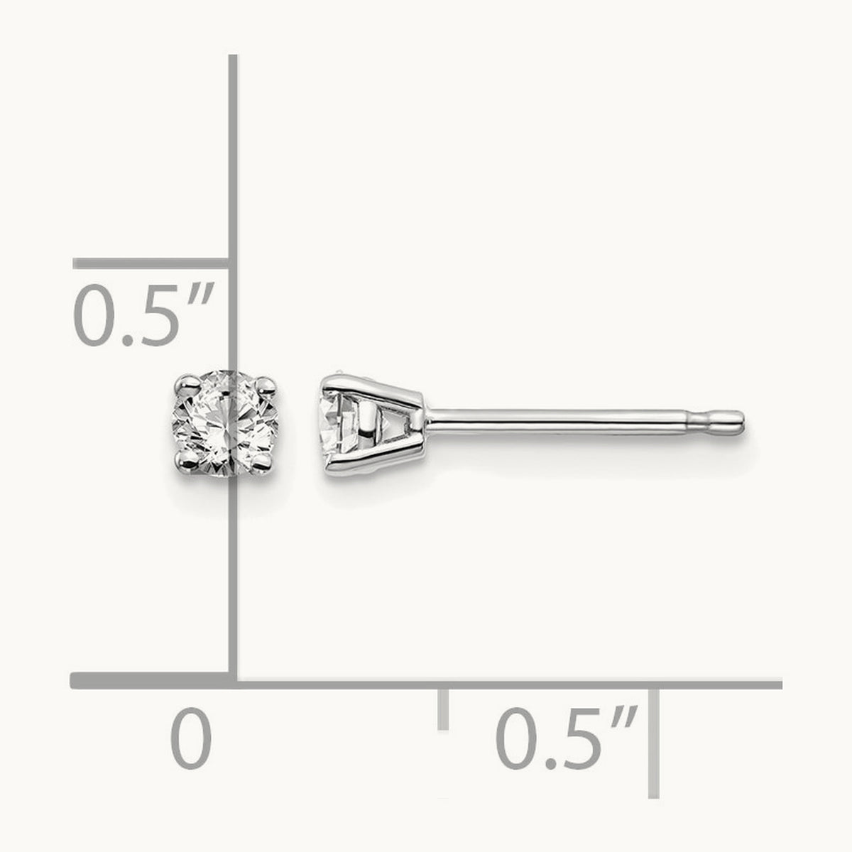 Round Diamond Stud Earrings — 14K White Gold, 0.26 ct tw, I1 J-K · push back