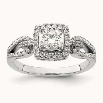 Halo Engagement Ring, 0.75 ct tw Lab-Grown Diamond