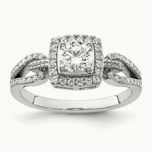 Halo Engagement Ring, 0.75 ct tw Lab-Grown Diamond