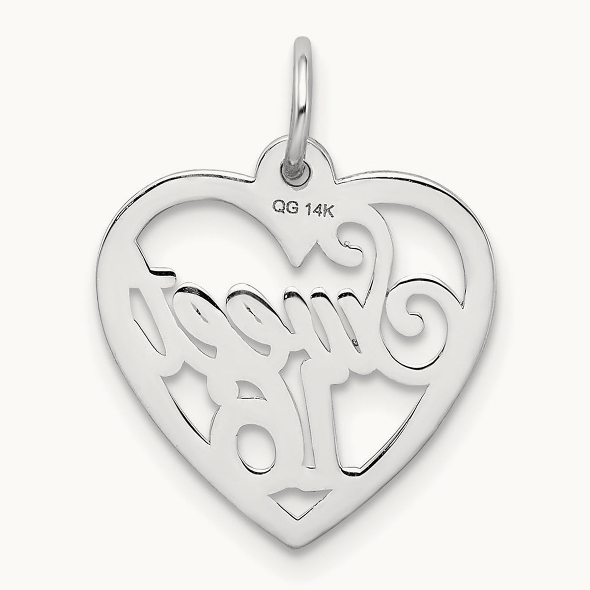 SWEET 16 Heart Charm, 14K White Gold