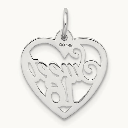SWEET 16 Heart Charm, 14K White Gold