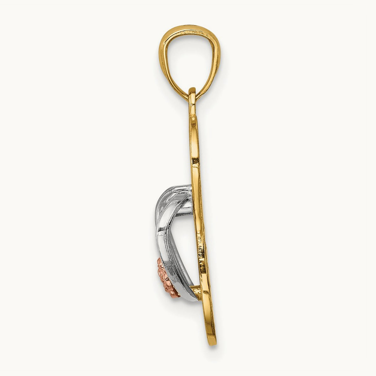 w/Rhodium Sandal Pendant, 14K Yellow with Rose Gold
