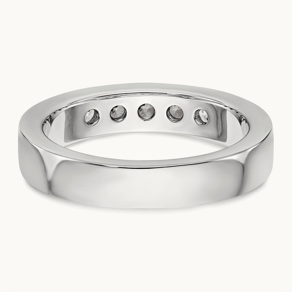 Setting: 5- Stone Closed Channel Band Mounting, 2.9mm, 14K Gold — 14K White Gold