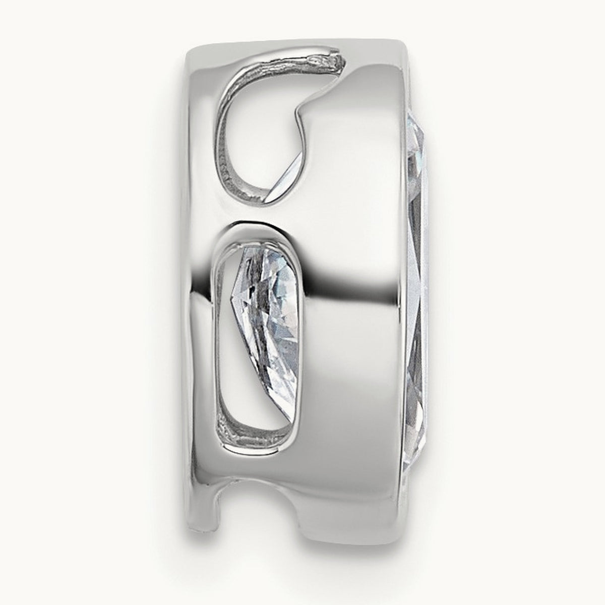 Oval Bezel Set Chain Slide Pendant, 0.25-3.00 ct tw Lab-Grown Diamond — 2 ct, 14K White Gold