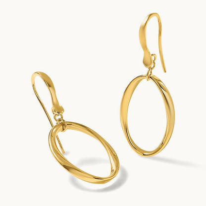 Polished Oval Shepherd Hook Dangle Earrings, 14K — Leslie's