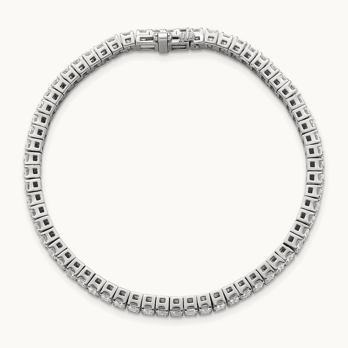 Emerald Bezel Tennis Bracelet, 10.00 ct tw Lab-Grown Diamond — 14K White Gold