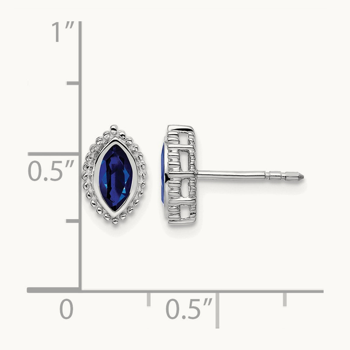 Marquise Sapphire Post Earrings, 14K White Gold